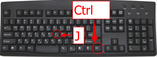 Picture of the Control and J keys