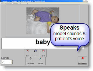 Speech therapy software screen shot
